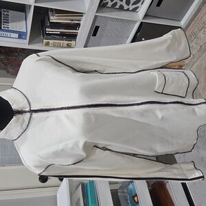 Chico Spa Collection eggshell White Zip-Up Jacket with Black embroided Stitching